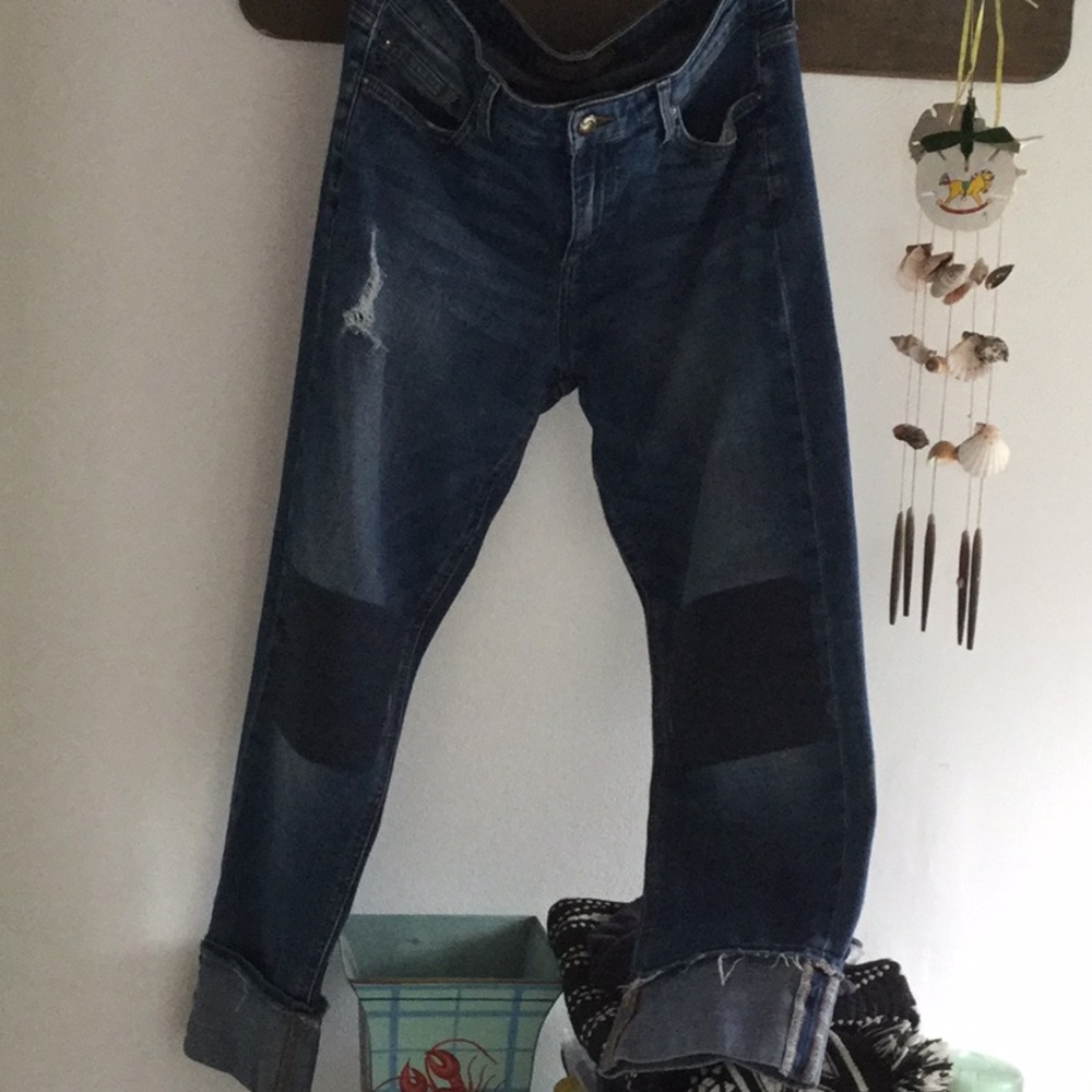 Joe’s  jeans. Cropped with rolled up hem.